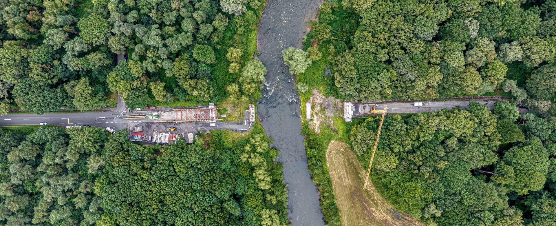 Luftaufnahme von der Behelfsbrücke Dorsten-Marl von Oben 