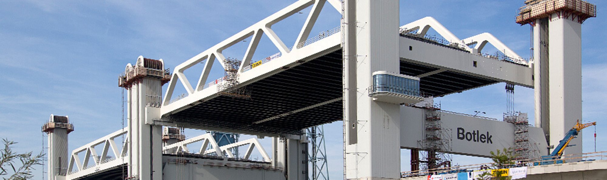 Lift bridge "Botlek Bridge" in daylight